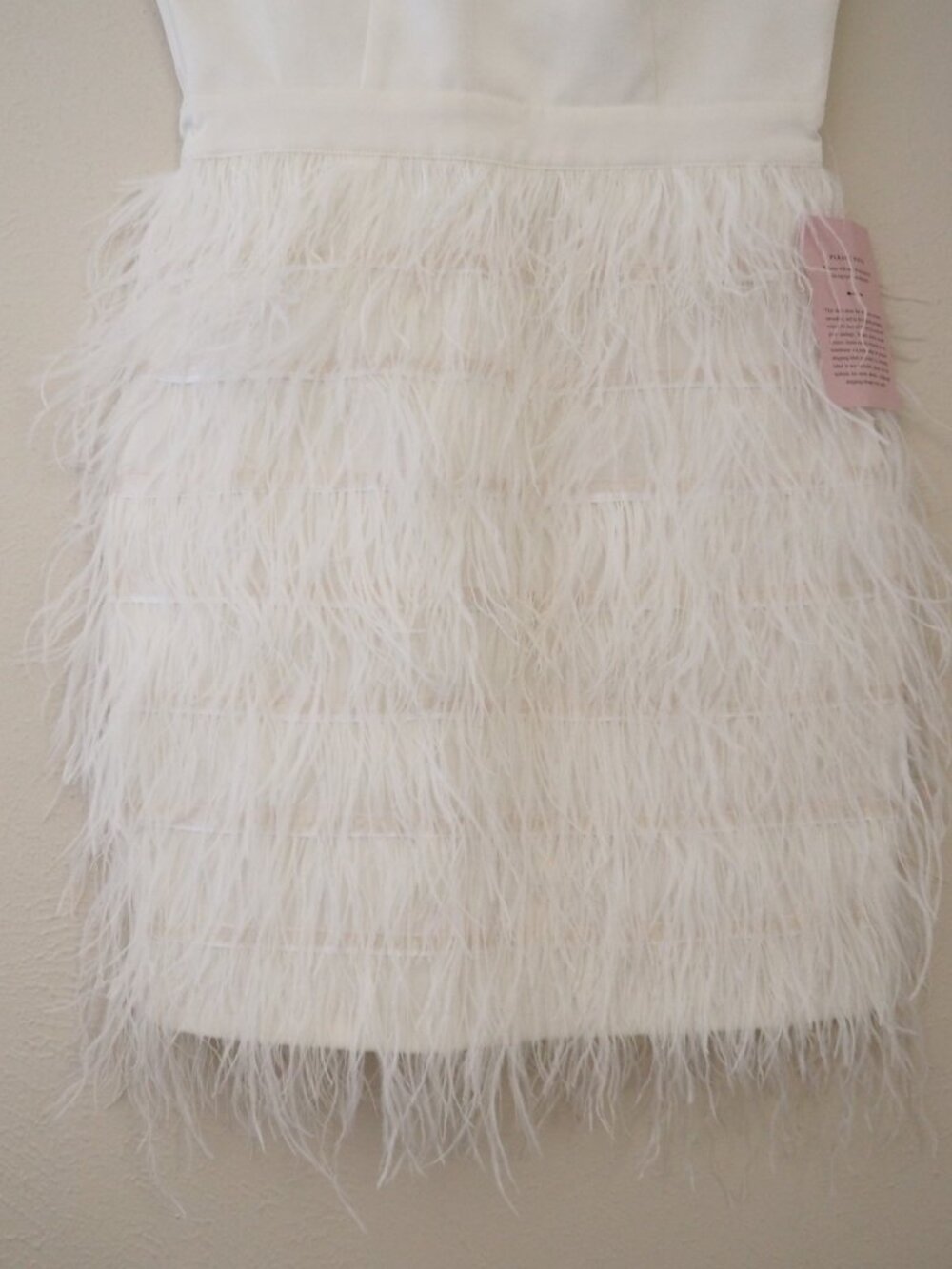 NWT BHLDN Anthropologie White Anthem Feather Trim Sleeveless Mini Dress sz M - Picture 5 of 10